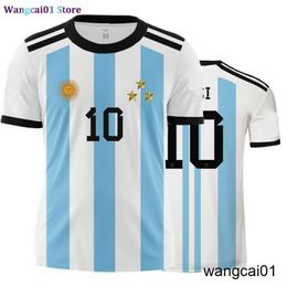 wangcai01 DIY T-Shirt Argentina National Flag 3D Printing Men's T-Shirt Children's Round Neck Casual Short Seve T-shirt Unisex Sportswear Summer Top 0315H23