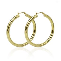 Hoop Earrings BIg Stainless Steel Tube 55mm Diameter Statement Punk Wide For Women Charm Fashion Party Jewelry