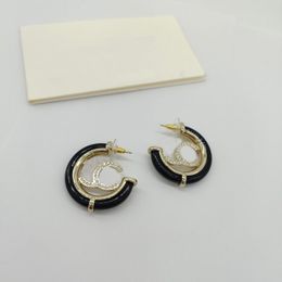 2023 Luxury quality Charm round shape drop earring with black design and sparkly diamond have box stamp PS7599A