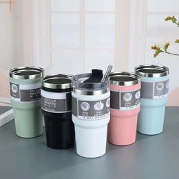 30oz 304 Stainless Steel Tumblers Car Mugs Warm Cold Insulation Cups Mug with straws Lids Customise Logo