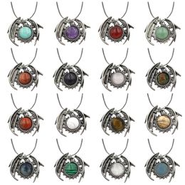 Fashion Jewelry Dragon Necklace Natural Stone Healing Crystal Quartz Pendant Necklace for Women Men Gift