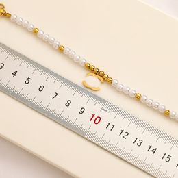 Pendant Necklaces Pendant Necklaces 18K Gold Plated Pearl Necklaces Choker Letter Pendant Statement Fashion Womens Necklace Wedding Jewellery Accessories Supplie