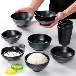 Bowls Melamine Noodle Bowl Black Imitation Porcelain Soup Sauce Relish Rice Spices Seasoning Dish Pot Tableware