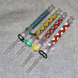 Hookahs smoking 10mm mini nectar kit straw quartz tips glass pipes with titanium nail dabber tools bong bowl ash catchers