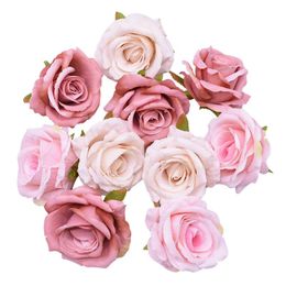 10cm Big Head Silk Rose Flower Decorative Blossom Wedding Home Decoration Accessories DIY Wreath Gift Scrapbooking Crafts
