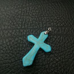 Natural crystal Turquoise Cross Pendant High Imitation Natural Stone Crosses Pendants Jewellery