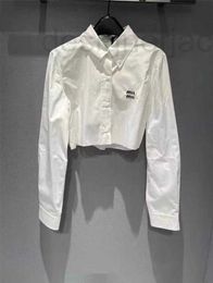 Women's Blouses & Shirts designer Spring summer new small letters embroidered lapel long-sleeved white short shirt E3K1