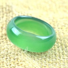 Cluster Rings Natural Widened Chalcedony Ring Chinese Jadeite Charm Jewellery Hand Carved Fashion Accessories For Women Men 20mm