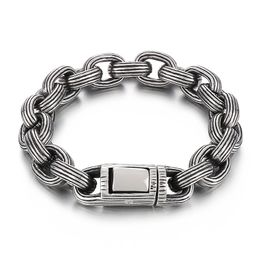 13mm Wide Heavy Punk Vintage O Chain Men's Stainless Steel Bracelet Hiphop Bike Biker Link Wristband Bangle Jewellery Accessories