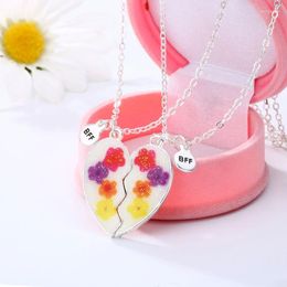 Chains 2 Pieces Set Friends Magnetic Half Heart Pendant Necklace Broken BFF Couple Good Jewellery Gift