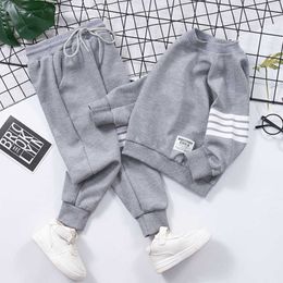 Clothing Sets Spring Striped Baby Boys Workout Sweatshirt Drawstring Sweatpant Sets Kids Tracksuit Child Jumper Pant Jogger Set Years