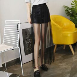 Skirts BEENLE Mesh Skirt 2023 Summer Spring Guaze High-waisted Sun Protection Cover Solid Single Layer Sheer
