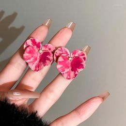 Stud Earrings Lifefontier Sweet Red Gradient Colour Enamel Flower For Women Fashion Floral Wedding Bride Earring Jewellery Gifts