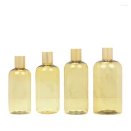 Storage Bottles 250 300 350 500ml PET Plastic Bottle Essence Cosmetic Toner Water With Orifice Reducer Matte Gold Lid 10pcs