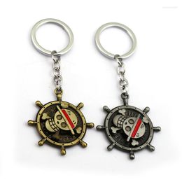 Keychains Anime One Piece Keychain Rotatable Luffy Pirate Skull Pendant Keyring Metal Bag Car Holder Women Men Jewellery Llaveros