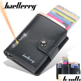 Wallets Baellerry Rfid Men New Short Name Print Card Holder Popup Slim Male Purse High Quality Pu Leather Brand Mens Wallet Drop Del Dhqzb