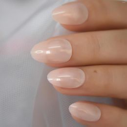 False Nails Natural Nude Oval Round Nail Tips Fake Gel Press On Summer Short Easy Wear For Home Office Finger