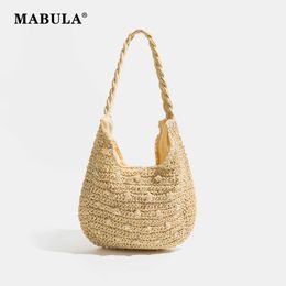 Bohemia Dot Straw Woven Shoulder Bag Handmade Plaited Handle Beach Tote Capacity Lightweight Hobo Shopper Handbag 230315