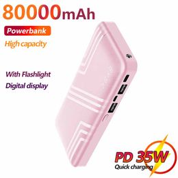 80000mAh Power Banks High-capacity External Battery Charger Fast Charging PowerBank Portable Power Bank Charger for Iphone