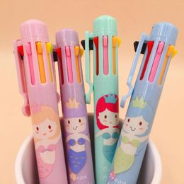 Pcs/1lot Kawaii Ballpen 8 Colour Cartoon Mermaid Ballpoint Pens School Stationery Writing Supplies Office 0.5mm