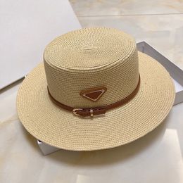 Wide Brim Straw Bucket Caps Hats Fedora for Mens Womens Designer Sun Protection Spring Summer Fall Beach Vacation Getaway Flat Top Headwear with Brown Ribbon Beige