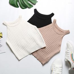 Women's Tanks Women Underwear Stripe Vest Breathable Solid Colour Knitted Camisole Female Summer Sleeveless Sexy Casual Wild Short Top