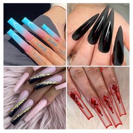 False Nails 240pcs Extra Long Nail Tips Extension Half Cover Acrylic Transparent Faux Ongles Patch Press On Manicure Tool