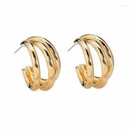 Hoop Earrings 2023 Network Red Women's Gold And Silver Colourful Round Pendant Alloy Fashion Three Layer Circle Delicate Earr