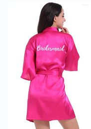 Women's Sleepwear Rose Red Gown Satin Silk Bride Robe Wedding Bridesmaid Dressing White Robes