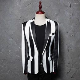 Men's Suits Fashion Printed Blazers Men's Korean Casual Suit Male England Coat Studio Host Hair Stylist Stage Zebra Stripe Jacket Men