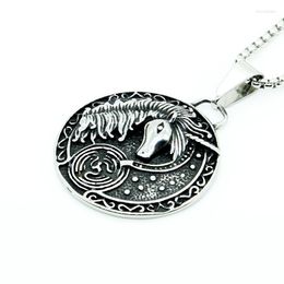 Chains Horse Animal Round Stainless Steel Men Women Necklaces Pendants Chain Unique Punk Trendy Fashion Jewellery Wholesale Drop