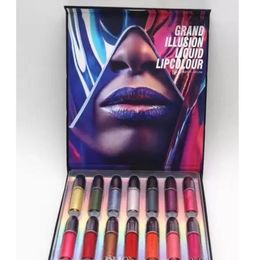 14colors Makeup Lipstick set Grand Illusion Liquid LipColour Shine Shimmer Lip Gloss 1Set 14pcs For Fast ship