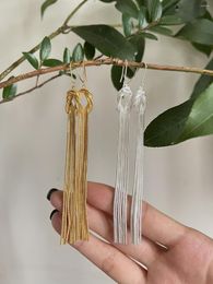 Dangle Earrings Woven Soft Fringe Long Ear Hooks Feminine Minimalist Stylish Chinese Knot Romantic Line Party Banquet Show Fashion Jewelry