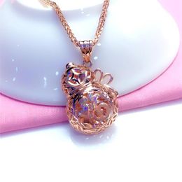Chains Purple Gold Retro Chinese Style Gourd Necklace 14K Rose Three-dimensional Hollow Craft Exquisite Wedding JewelryChains
