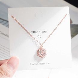 Pendant Necklaces S925 Sterling Silver Snowflake Pendant Necklace Women's Wild Collarbone Chain Niche Design Highend Jewellery GiftL230315