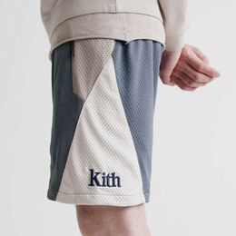 Männer Shorts Gute Qualität Patchwork Mesh KITH Mode Sweat Shorts Männer 1 1 KITH Frauen Zipper Taschen Shorts Atmungsaktive Reithose R231206