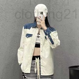 Women's Jackets Designer 22 Early autumn new fashionable personality blue and white contrast casual loose denim shirt for men women SH2A