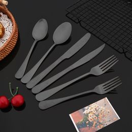 Dinnerware Sets 24Pcs Matte Black Cutlery Set Dinner Knife Dessert Fork Spoon Tableware Stainless Steel Flatware Kitchen For Home