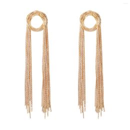 Dangle Earrings Vintage Brass Chain Long For Women Punk Jewellery Gothic Tassel Pendant Female Knot Geometric Earring Fringe Bijoux