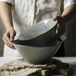 Bowls Ceramic Hat Bowl Blue And White Household Eating Ramen Soup Handmade Chinese Tableware Utensils