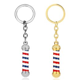 Barber Shop 3D Pole Pendant Keychain 2Colors Hip Hop Barber Hairdresser Jewelry Gifts For Hairdesigner2849