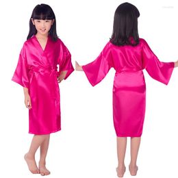 Women's Sleepwear Summer Thin Satin Nightwear Casual Loose Home Dress Pink Flower Girl Wedding Robe Half Sleeve Kimono Bathrobe Gown