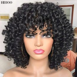 14 Short Afro Kinky Curly Wig With Bangs For Black Women Synthetic Ombre Glueless Wigs Cosplay Heat Resistan Natural Dailyfact
