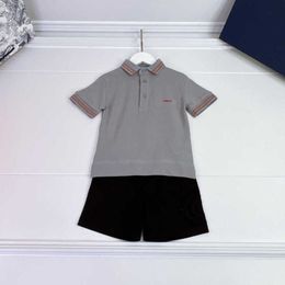23ss brand designer kids polo shirt shorts set boys Striped lapel Pure cotton logo embroidery Short sleeve shorts two-piece High quality kid clothing a1