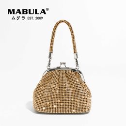 Bling Dumpling Rhinestone Women Top Handle Evening Purse Sparkling Crystal Crossbody Party Bag Shell Wedding Handbag 230315