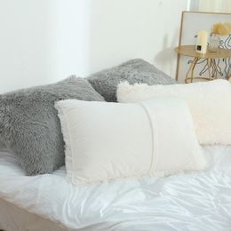 Pillow Case Soft Plush Bed Pillows Cover Long Hair Pillowcase Zipper Slip Sleeping Winter Warm Cushion Home Supplies