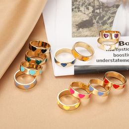 Colourful Ring for Women Jewellery New Glossy Dripping Love Heart Rings Peach Heart Ring Exquisite Wild Trend Jewellery