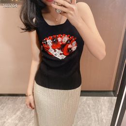 302 2023 Runway Autumn Brand SAme Style Sweater Sleeveless Crew Neck Black White Pink Pullover Fashion Clothes High Quality Womens yiduo8