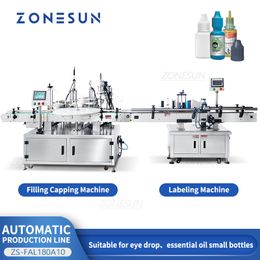 ZONESUN Automatic Liquid Filling Capping Labelling Machine Dropper Bottle Packaging Line Essential Oil Eyedrop ZS-FAL180A10