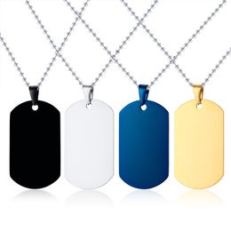 5pcs Lot Army Dog Tag Pendant Necklace Stainless Steel Charm Jewelry Chain 24'' Punk Hip-Hop Jewelry Size 28*47mm 4 color
